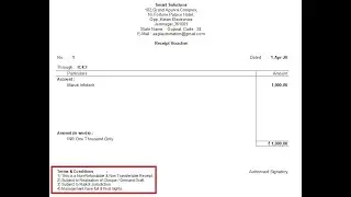 Tally Add On : Print Terms & Conditions in Receipt Voucher in Tally Prime Software.