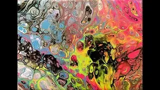 Pour painting with neon colors - flip cup, cells, silicone (22)