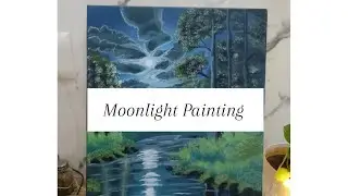 Magical Moonlight Forest Acrylic Painting | Full Process. #art #acrylicscenery #aesthetic #painting