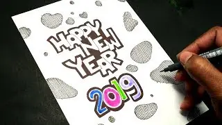 Happy New Year 2019 Card || Easy Drawing