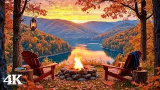 Firelight Mountain Lake Escape | Enjoy Every Breath Slowly with Crackling Firepit & Autumn Air