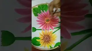 Pink sunflower painting tutorial design #viralvideo #fabricpaint