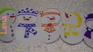 DIY Schneemann Girlande basteln mit Lena - Christmas snowman garland DIY - ГИРЛЯНДА НА НОВЫЙ
