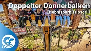 Doppelter Donnerbalken drop tower on-ride 5K POV @60fps Erlebnispark Tripsdrill