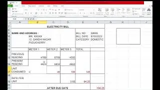 DCA PART 16 : MS EXCEL  ELECTRICITY BILL  PRACTICAL