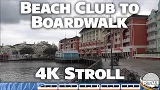 Disney's Yacht & Beach Club Resort to Disney's Boardwalk Resort - Relaxing Stroll in 4K