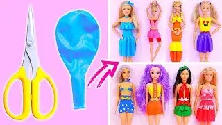 👗 DIY Barbie Dresses with Balloons Easy No Sew Clothes for Barbies || BARBIE DOLL HACKS 👗