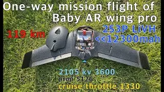 One-way autonomous mission flight of Baby AR wing pro, shortly edited, 119km