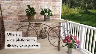 Deco 79 Metal Bike Indoor Outdoor Plantstand Weathered Vintage Plant Shelf