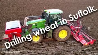 4Kᵁᴴᴰ Drilling wheat with John Deere 6250 tractor Weaving drill + front tank & Maschio power harrow
