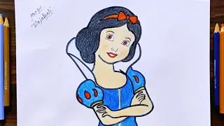 How to draw a cute disney princess For kids।। Princess Drawing।।snow white drawing