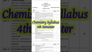 Class 12 Chemistry 4 Semester Syllabus/Chemistry 4th Semester New Syllabus