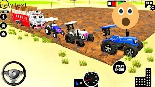 😱Three 🚜Tractor Rescue Big🚛 Truck by Mud Road 🥵|| #indianvehiclessimulator3dvideos  #tractorgameplay