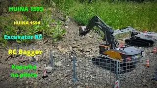 Huina 1593 Excavator RC Bagger vs Huina 1594 [strong machines] green excavator| koparka na pilota RC
