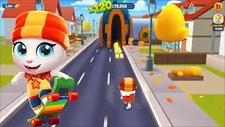 Skater Angela runs in Space World in Halloween! - Говорящий Том: бег за золотом