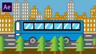 How to animation bus, create road and city in Adobe After Effects