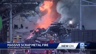 Massive fire burns at scrap metal recycling facility in Menomonee Valley