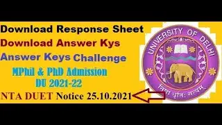 Entrance Result ! Answer Key Challenge ! MPhil & PhD DU Admission 21 #MPhil_PhD_AnswerKey_DUET2021