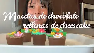 Macetas de chocolate rellenas de cheesecake