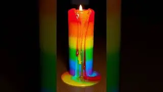 Rainbow Candle Melting Time-Lapse 🕯️ Colorful Wax Rivers #Shorts