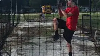 Bradin practicing ambidextrous pitching with left arm