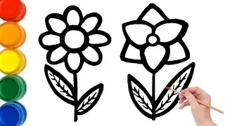 Drawing and Coloring Flower for Kids And Toddlers Draw Dolls Tv How To Draw Sunflower 