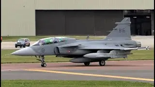 Swedish Air Force Saab Gripens x3 Take off at RIAT 2019