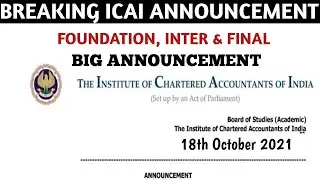Breaking ICAI Announcement | CA Exams December 2021| Foundation, inter & CA Final | Icai dec 2021