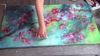 Acrylic and light texture / abstract painting / large canvas / layering