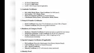 TG PGECET College Reporting ,payment and Documents Required full video