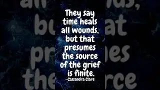 They say time heals all wounds, but that presumes the source of the grief is finite ~Cassandra Clare