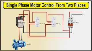 How to Make Single Phase Motor Control From Two Places Wiring Diagram | single phase motor