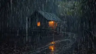 Nighttime Rain Symphony on Wet Asphalt: A Calming Visual and Auditory Experience