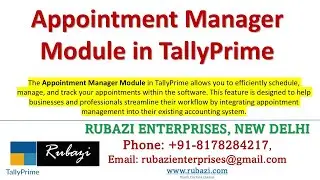 Appointment Management Module in TallyPrime || Rubazi