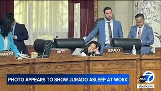 Photo appears to show LA City Councilmember Ysabel Jurado asleep at work