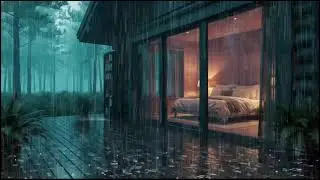 Cozy Forest Cabin with Soft Rain at Night | Natural Rain Sounds for Peaceful Sleep