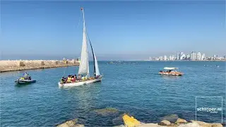 Sailing boat leaving Yafo Port, Tel Aviv - December 26, 2021 12:09