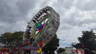 Stacey Squires Crazy Cage  Ride at Penzance  fairground yesterday 26 June 2021