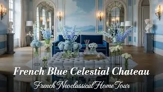 French Chateau Tour: Inside a French Neoclassical Interior with Atmospheric White and Blue