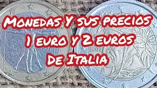 Monedas Y Sus Precios 1 Euro Y 2 Euro De Italia Rep&uacute;blica Italiana