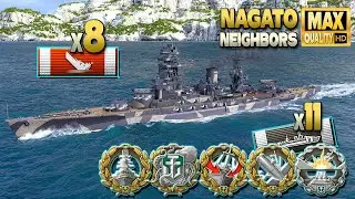 Выдающаяся игра Нагато на карте Соседи - World of Warships