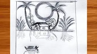 How to draw Beautiful Village Scenery Drawing | Pencil Sketch of Rural Bangladesh | Landscape draw