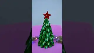 Новогодняя ёлка своими руками из пластиковых ложек 🎄 Простая перерабатываемая поделка 2025