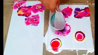 Water bag dip flowers.Acrylic pouring. Fluid art