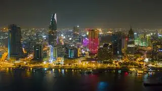 4k Royalty free Flycam hyper lapse of downtown sai gon ho chi minh city