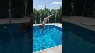 Fancy Toe Touch Trick Dive Splits Dive into Swimming Pool #shorts