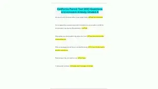 California Permit Test 2023 Questions and Answers Already Graded A47