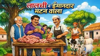 Honest and greedy mutton seller in the village, Hindi story I Moral story I cartoon video I Hindi...