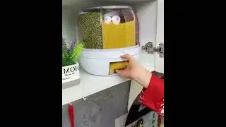 Grain Dispenser, 7.2 Qt Rotating Rice Dispenser Storage Container, 6-Compartment Dry Food Dispenser