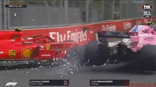 F1 2018 Baku Raikonen Crashes Ocon
